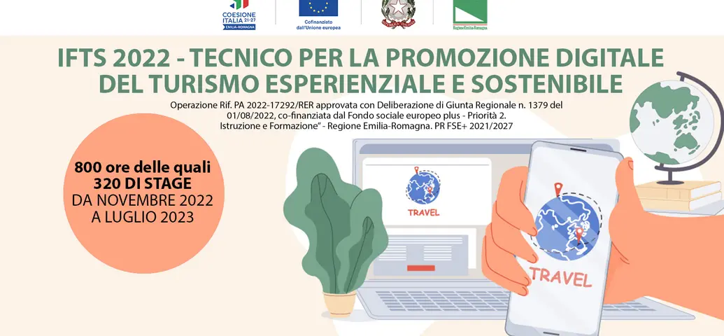 APERTURA DELLE ISCRIZIONI CORSO IFTS 2022 TECNICO PER LA PROMOZIONE DIGITALE DEL TURISMO ESPERIENZIALE E SOSTENIBILE